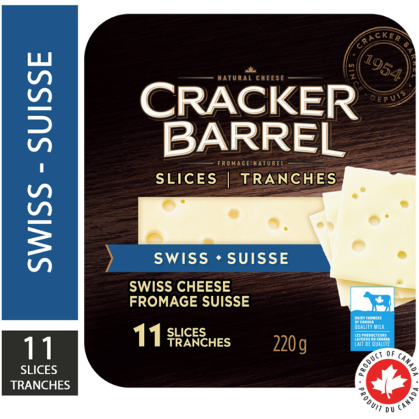 Cracker Barrel Cheese Slices Swiss 11 Units 220 G