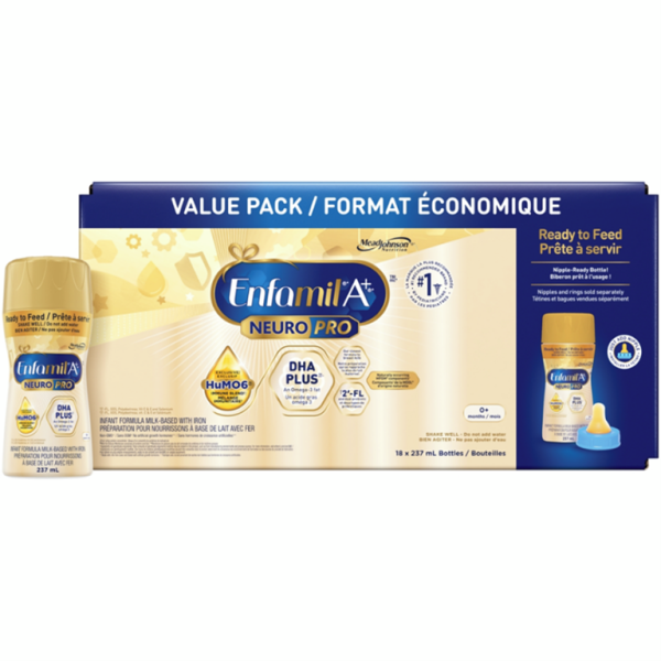 Enfamil A+ NeuroPro, Baby Formula, 0-12 months, Ready to Feed Bottles, Case