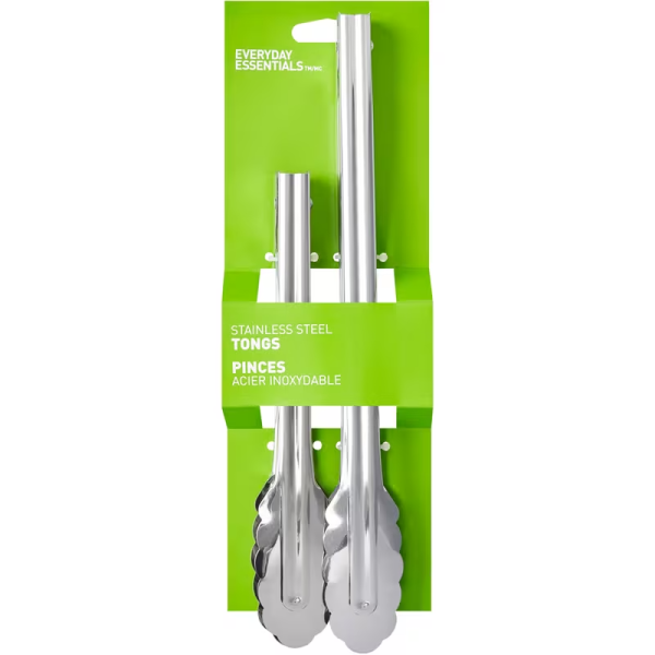 Everyday Essentials Stainless Steel Tongs, Set of 2