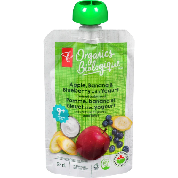 PC Organics Apple, Banana & Blueberry Strained Baby Food