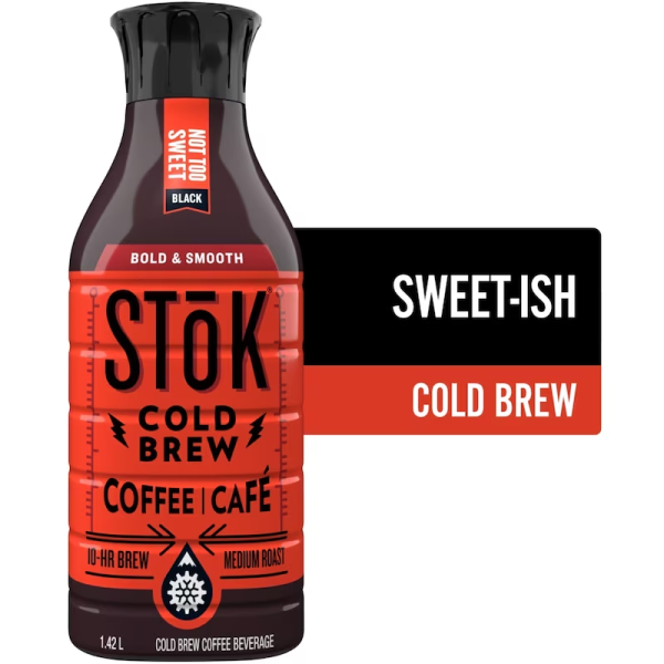 SToK Cold Brew Coffee, Black, Lightly Sweetened 1.42 l