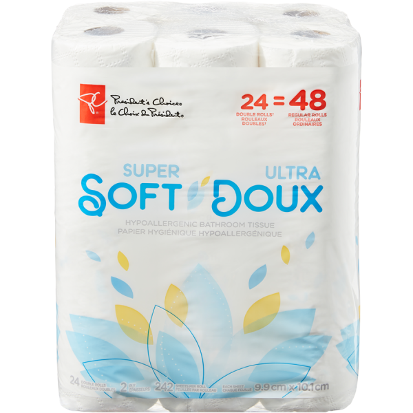 President’s Choice Super Soft Hypoallergenic Bathroom Tissue 24 Pack